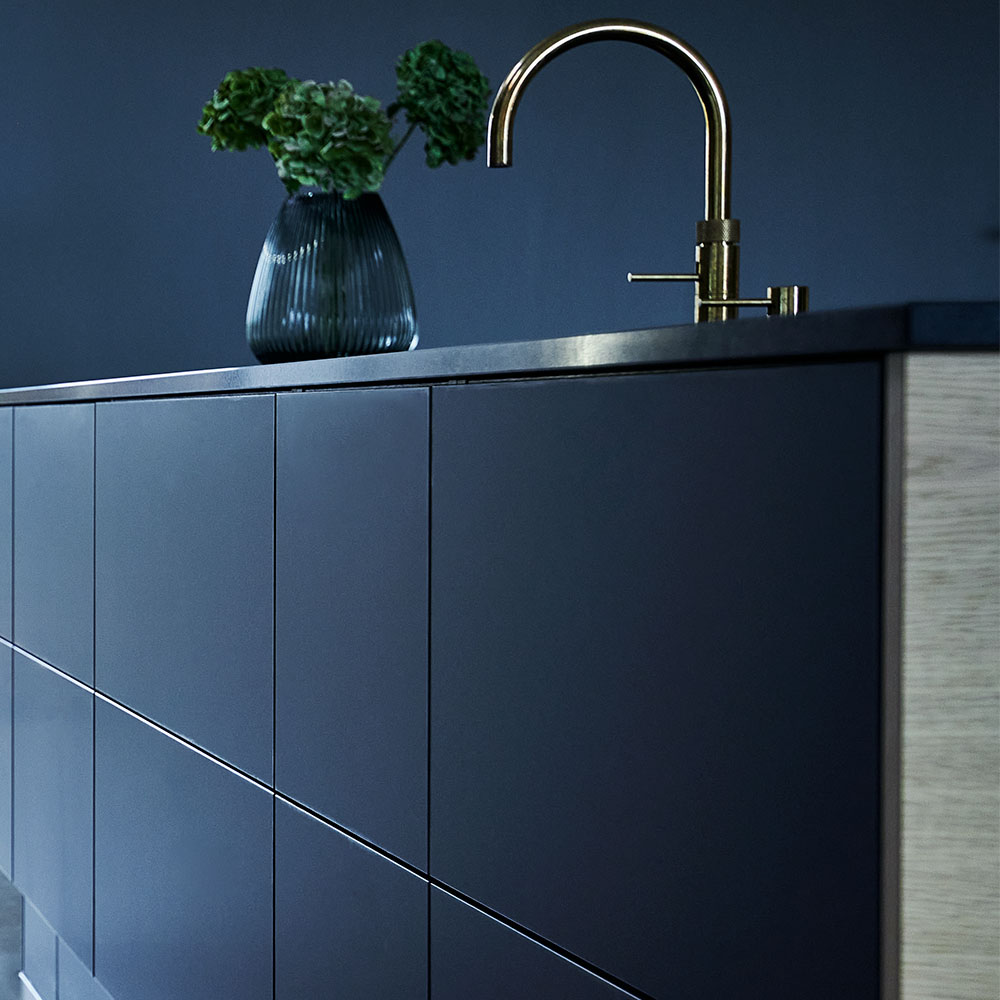 Closeup af Sort og eksklusivt silk køkken